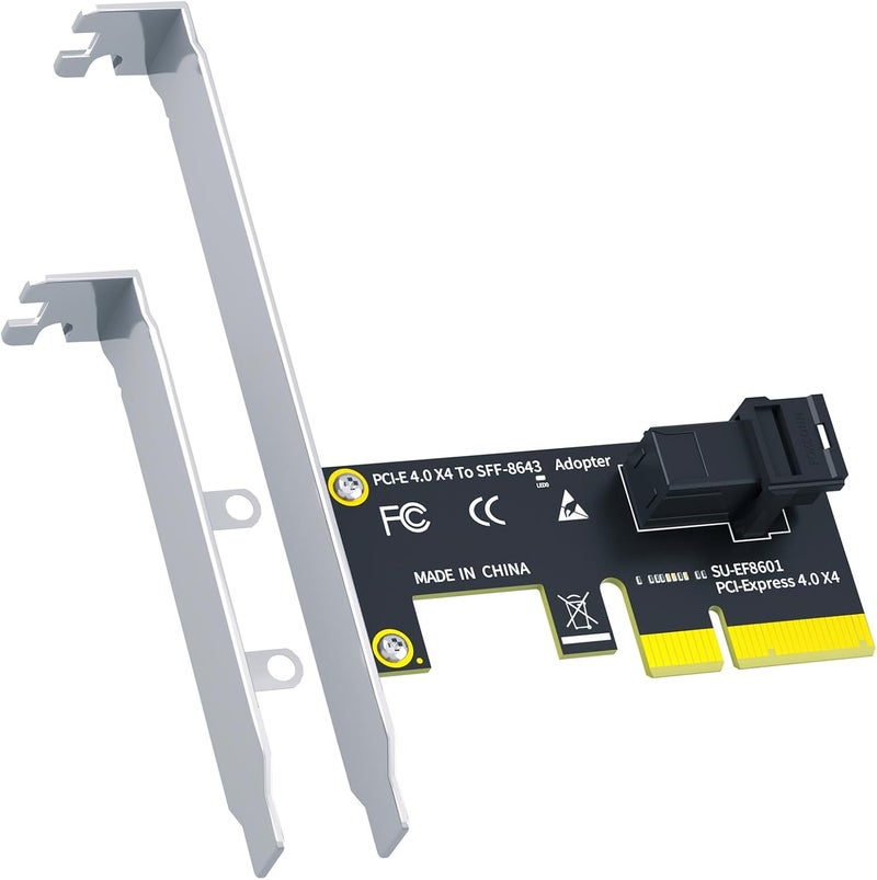 GLOTRENDS SF01 SFF-8643(Mini-SAS HD) to PCIE 4.0 X4 Adapter Card, Regular and Low-profible Bracket - Image 1